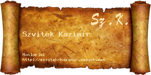 Szvitek Kazimir névjegykártya